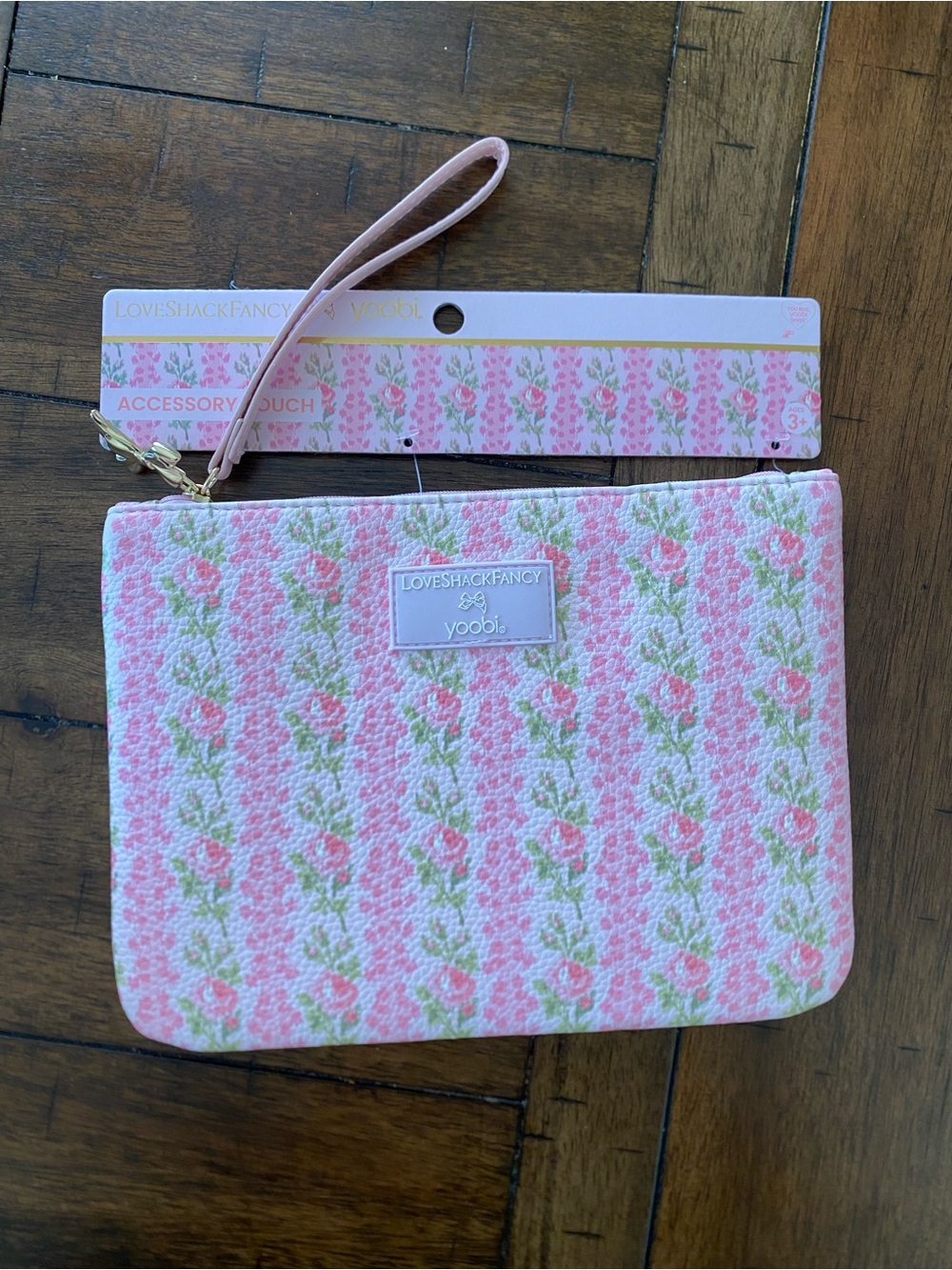 LoveShackFancy Pink and Green Floral Pouch